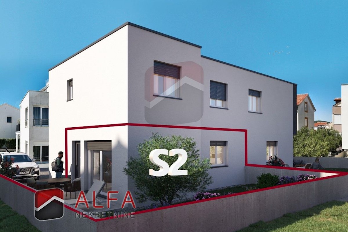 Vodice, prodaje se novi stan, dvije spavaće sobe, prizemlje, vrt
