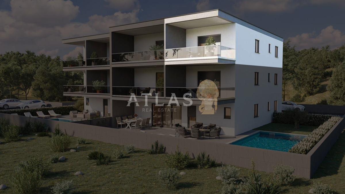 Novigrad – Moderni stan 78 m², 2 spavaće sobe, terasa, parking, blizina plaže