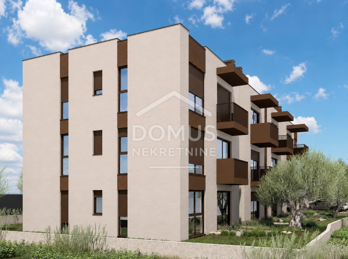 Vodice, novogradnja, dvosoban stan s otvorenim pogledom na more, 71,75 m²