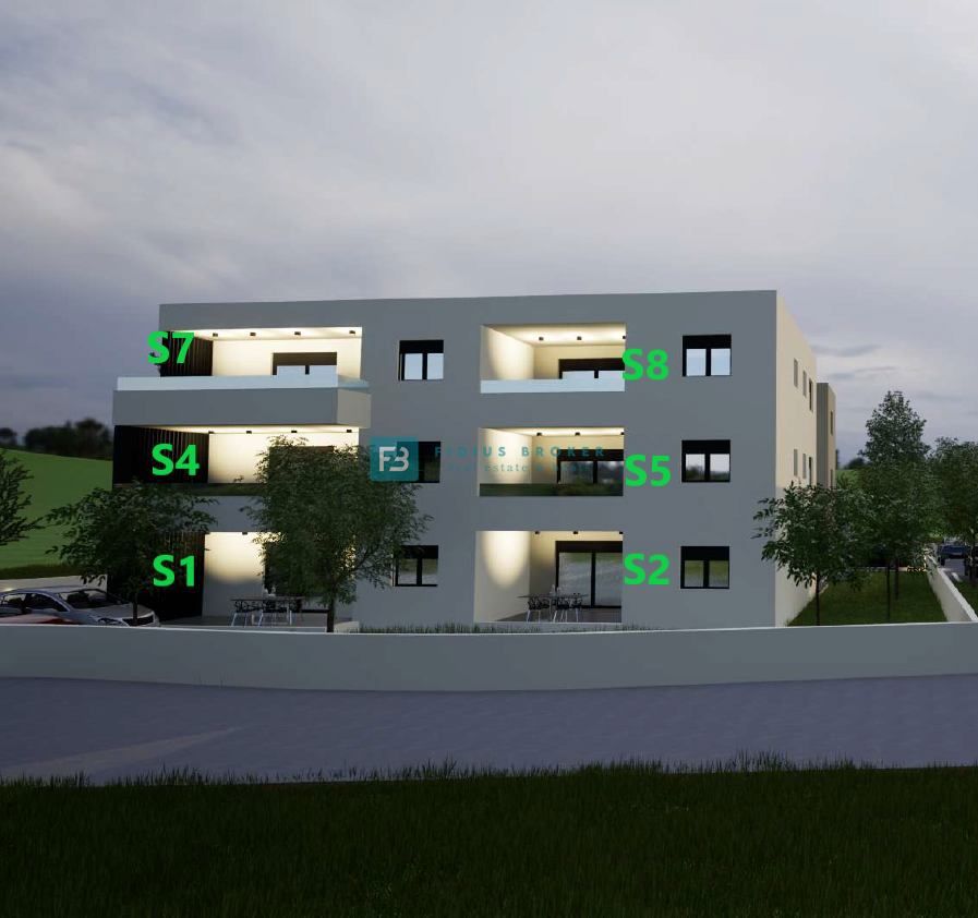 VODICE, novogradnja, prizemlje, vrt 100 m², terasa 14 m²