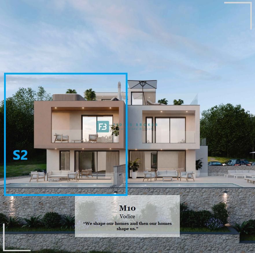 VODICE, novi projekt, luksuzni stan, panoramski pogled na more, bazen, krovna terasa, S2