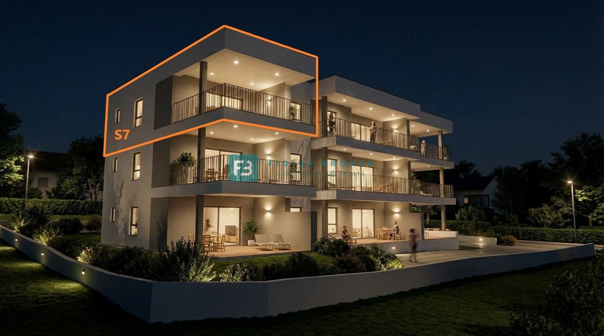 VODICE, new building, 2nd floor, sea view, terrace 21 m2