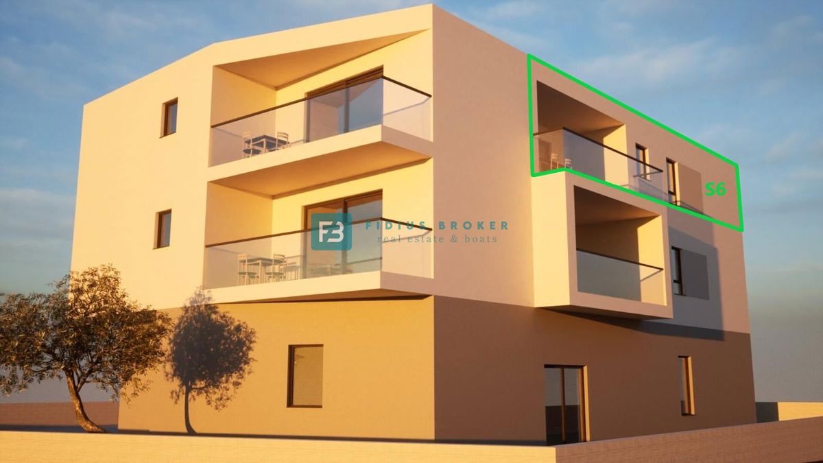 VODICE, nov projekt, 2. nadstropje, 2 spalnici, 900 m do plaže, S6