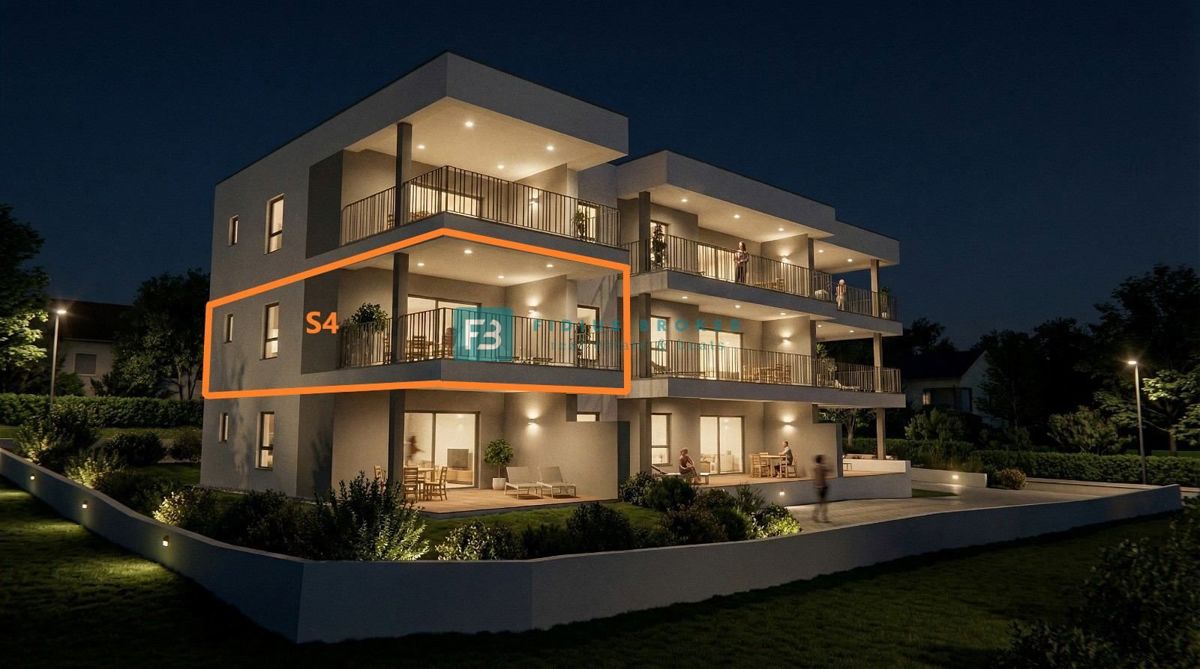 VODICE, novogradnja, 1. kat, pogled na more, terasa 21 m2