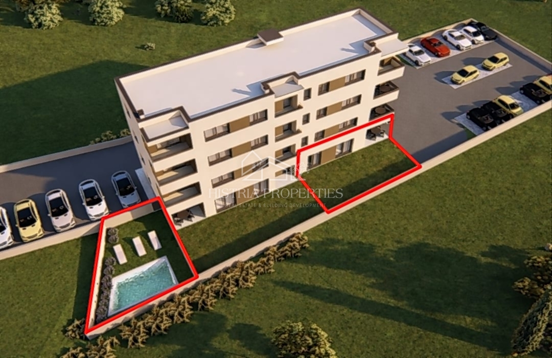 Apartma z bazenom in vrtom v pritličju novogradnje za prijeten oddih