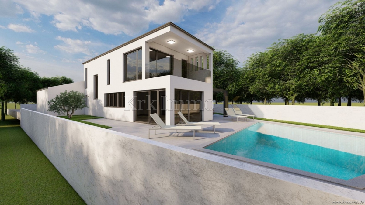 Neubau in Malinska: Villa mit Pool und Meerblick – 3
