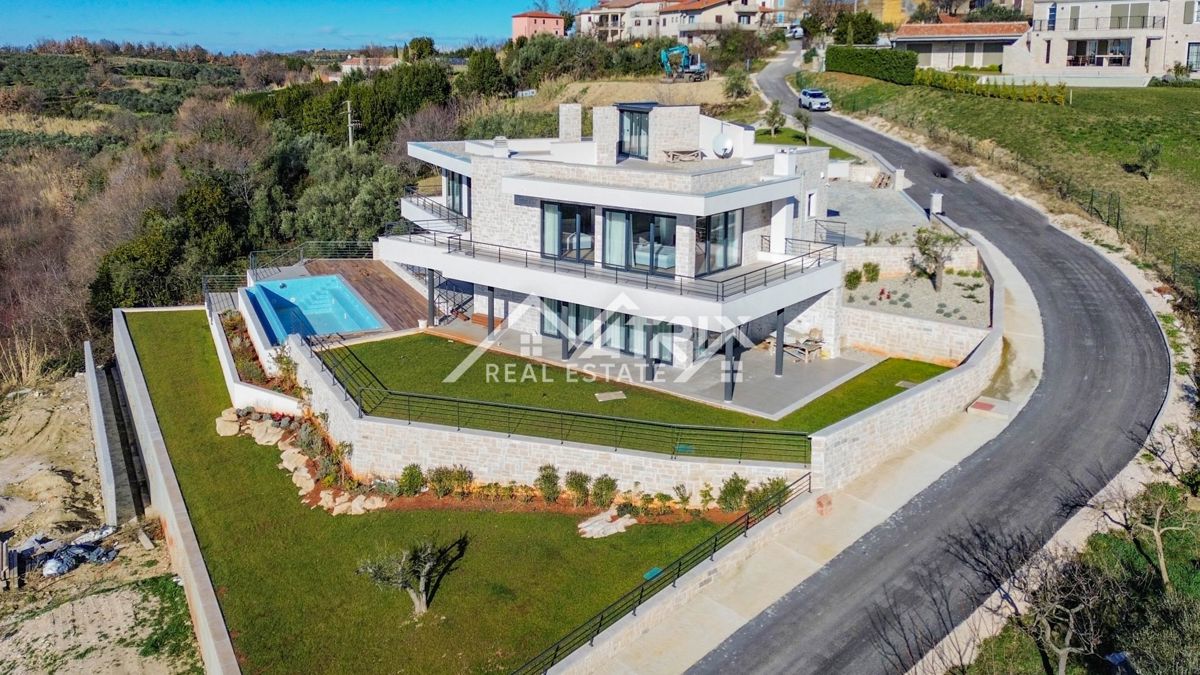 Buje, luxuriöse und moderne Villa mit Pool und Meerblick – 3