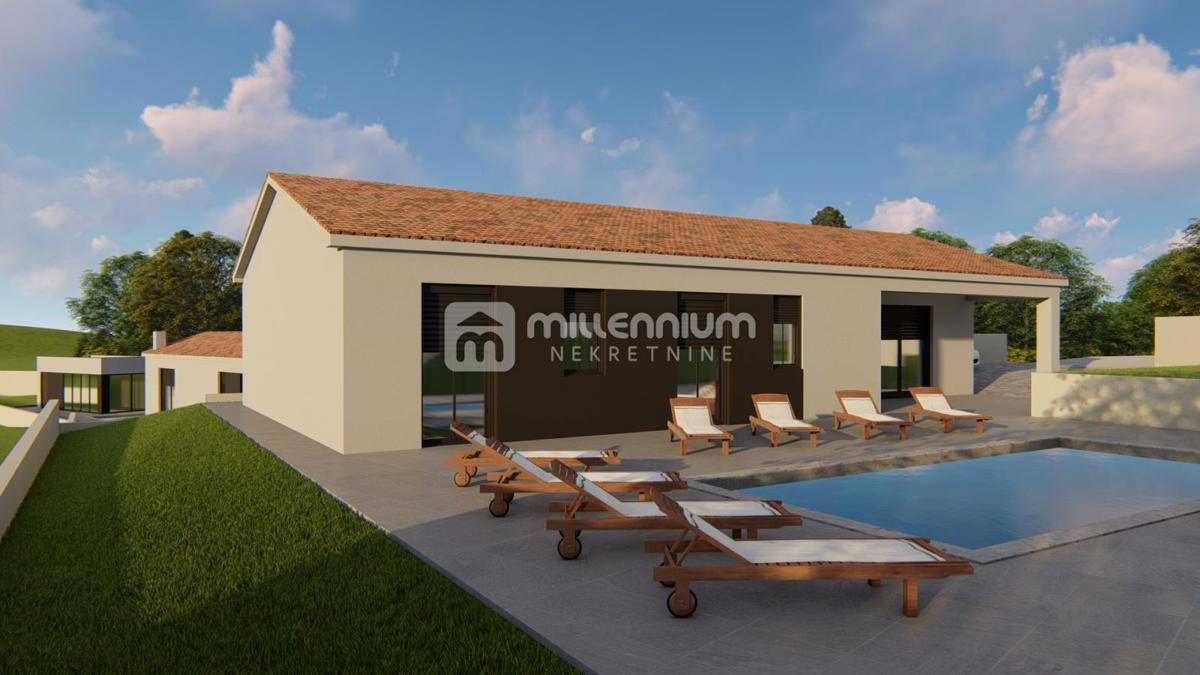 Istra, Kršan, kuća, 131.25m2, novogradnja s bazenom – 2
