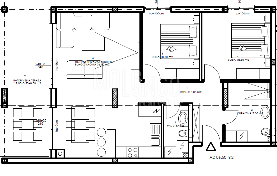 ISTRA, PULA – Stanovanje v pritličju 86,50 m² | Velika terasa | Garažno parkirno mesto |A2