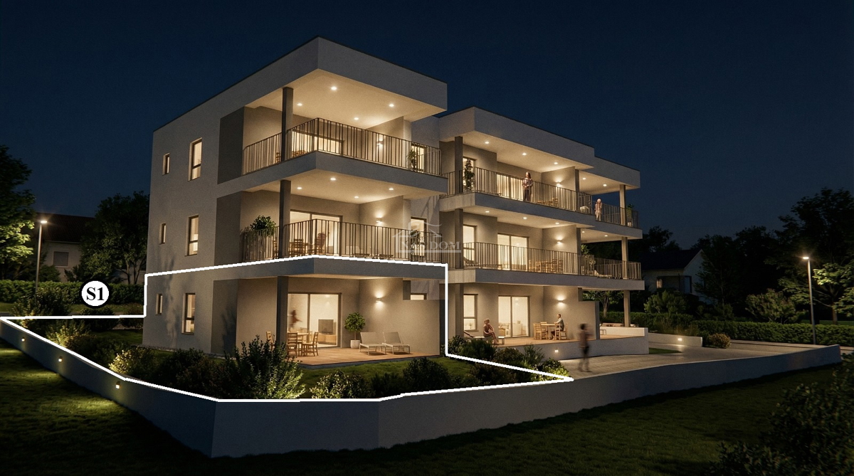 Vodice – PRILIKA! Stan S1 u prizemlju s vrtom od 200 m2, novogradnja