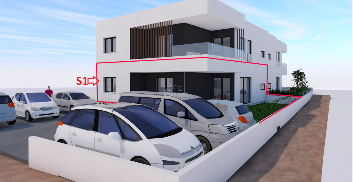 Vodice - S1 stan u prizemlju 81,29m2 , vrt