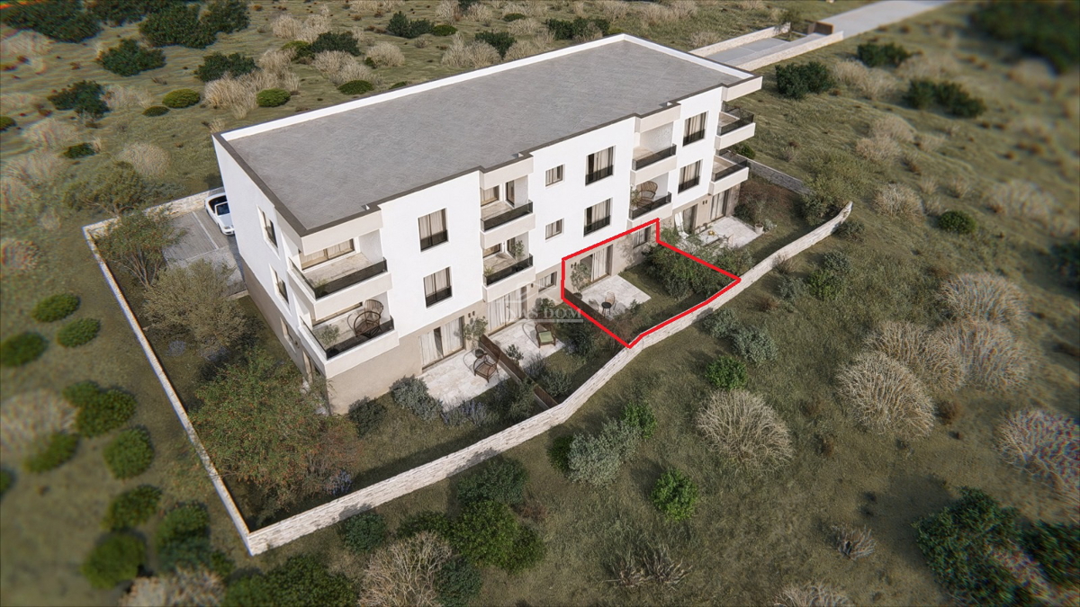 Vodice - Dvosobno stanovanje S1, pritličje z vrtom
