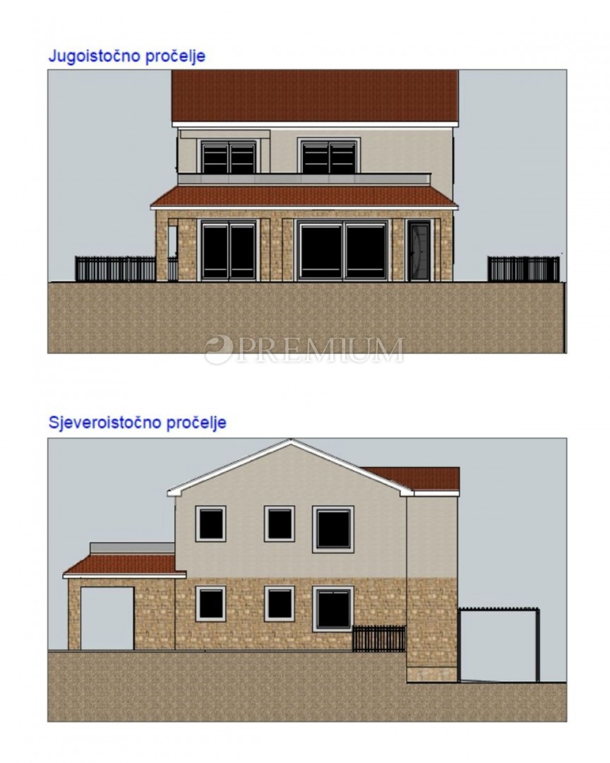 Krk, okolica, zemljište s projektom za vilu s bazenom! – 3