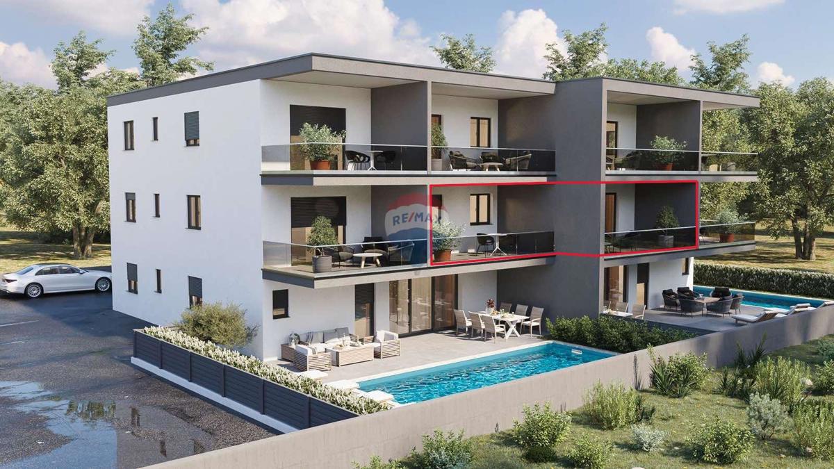 Istra, Novigrad – novogradnja, dvosobno stanovanje v prvem nadstropju