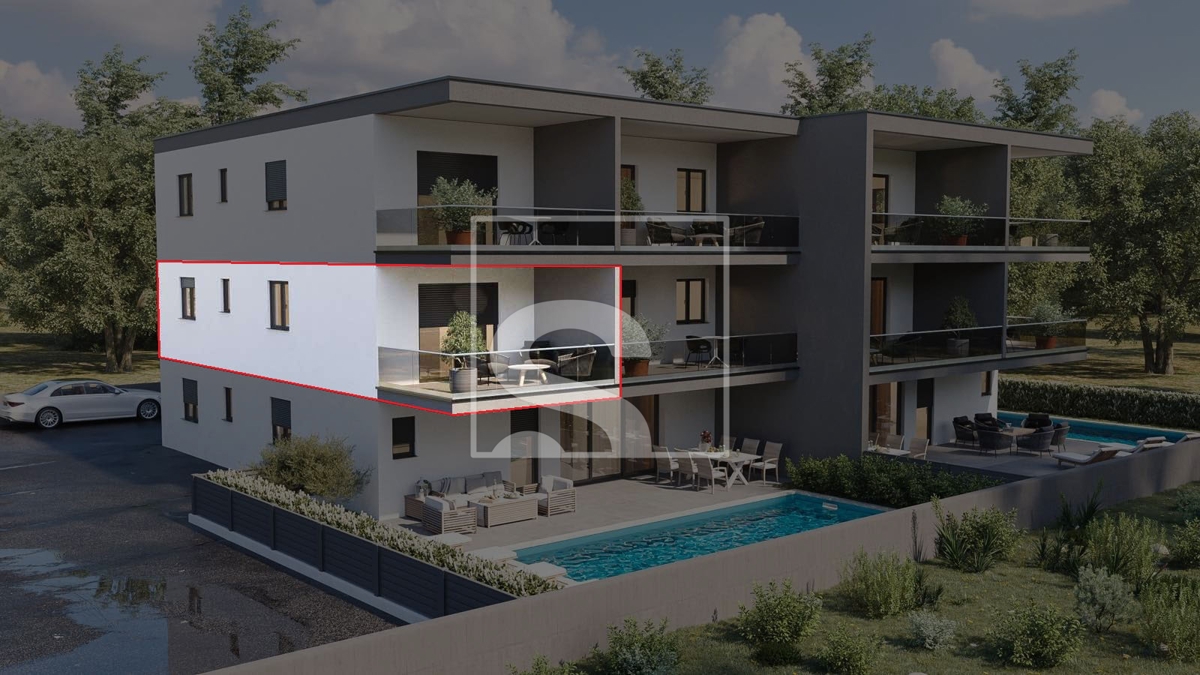 Dvosoban stan, 1. kat, 600 metara do mora, Novigrad