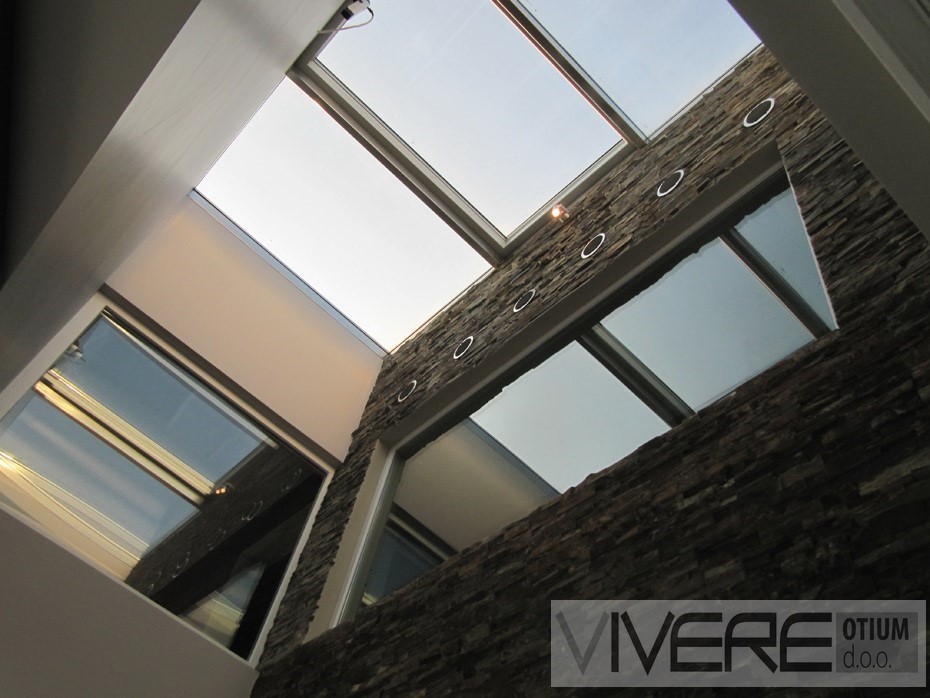 Glass roof above the pool
